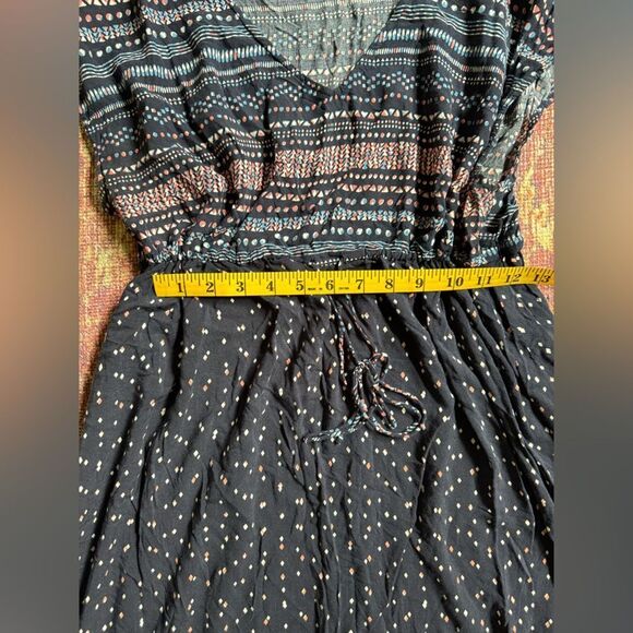 A:glow Maternity women’s Large Dress Navy Blue Pink patterned v neck tie waist - Picture 6 of 10